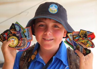 Scout Holding Badges at AJ2019